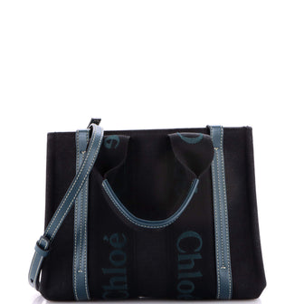 Chloe Woody Tote Canvas with Leather Small