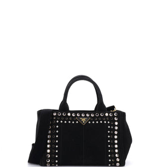 Prada Canapa Tote Rhinestone Embellished Canvas Mini
