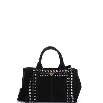 Prada Canapa Tote Rhinestone Embellished Canvas Mini