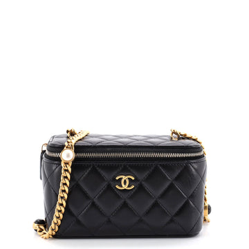 Chanel Classic Vanity Case with Resin Pearl Chain Quilted Lambskin Small
