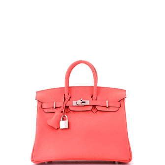 Birkin Handbag Rose Texas Swift with Palladium Hardware 25