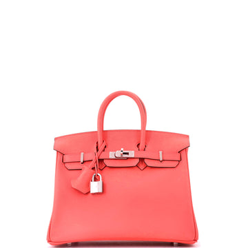 Birkin Handbag Rose Texas Swift with Palladium Hardware 25