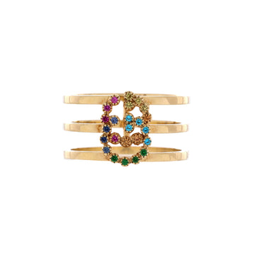 Gucci GG Running 3 Band Ring 18K Yellow Gold with Mixed Gemstones