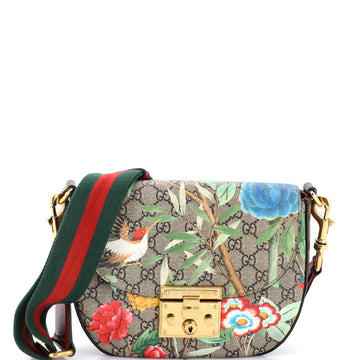 Gucci Padlock Saddle Shoulder Bag Tian Print GG Coated Canvas Medium