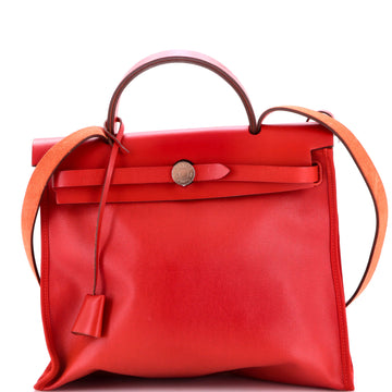 Hermes Herbag Zip Berline Vache Canvas and Leather 31