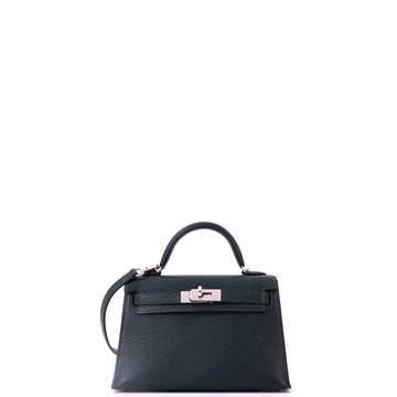 Hermes Kelly Mini II Bag Verso Chevre Mysore with Palladium Hardware 20