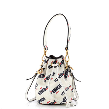 Fendi Mania Logo Mon Tresor Bucket Bag Printed Leather Mini