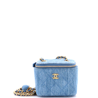 Chanel Pearl Crush Vanity Case with Chain Quilted Denim Mini
