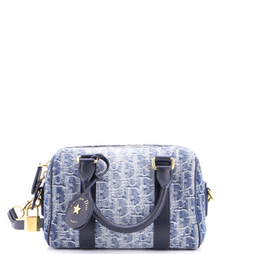 Christian Dior Groove Convertible Bowling Bag Oblique Denim 20