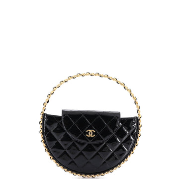 Chanel Chain Around Hoop Bag Quilted Patent Small