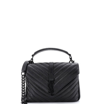 Saint Laurent Classic Monogram College Bag Matelasse Chevron Leather Medium