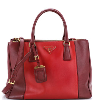 Prada Bicolor Double Zip Lux Tote Saffiano Leather Medium