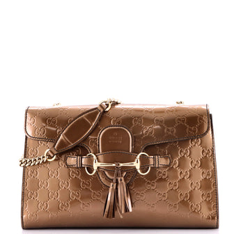 Gucci Emily Chain Flap Bag Guccissima Patent Medium