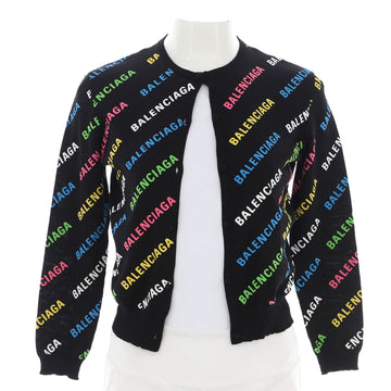 Balenciaga All Over Logo Cardigan Cotton Blend