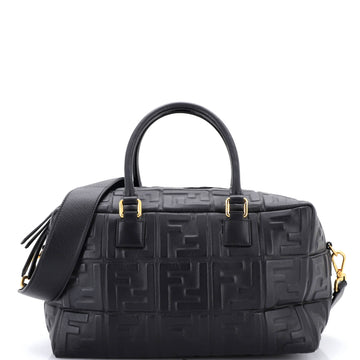 Fendi Boston Bag Zucca Embossed Leather Medium