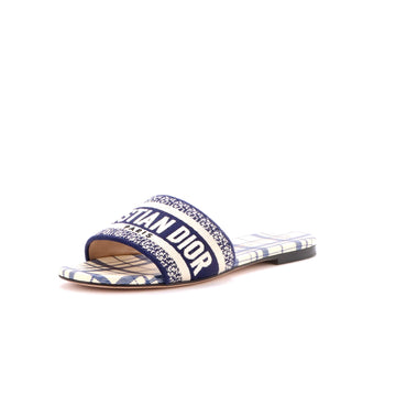 Christian Dior Women's Dway Flat Sandals Embroidered Canvas