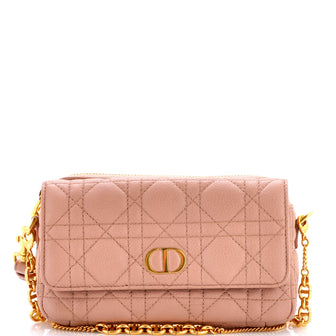 Christian Dior Caro Flap Double Pouch Crossbody Bag Cannage Quilt Calfskin