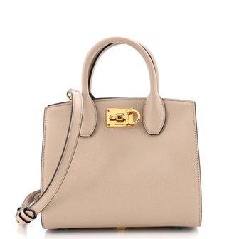 Salvatore Ferragamo Studio Top Handle Box Bag Leather Small