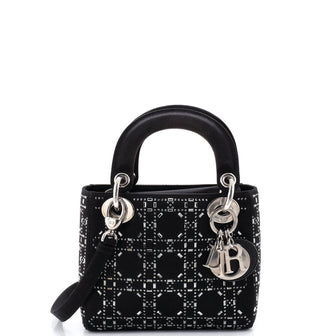 Christian Dior Lady Dior Bag Crystal Embellished Cannage Quilt Satin Mini