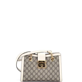 Gucci Padlock Chain Tote GG Coated Canvas with Leather Small