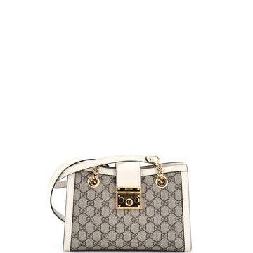 Gucci Padlock Chain Tote GG Coated Canvas with Leather Small