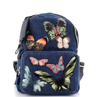 Valentino Garavani Backpack Denim with Butterfly Applique Medium