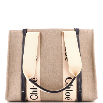Chloe Woody Tote Canvas with Leather Medium