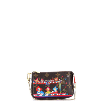 Louis Vuitton Pochette Accessoires Limited Edition Vivienne Xmas Monogram Canvas Mini