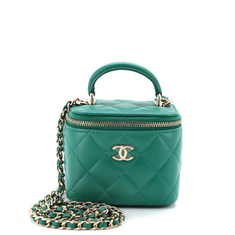 Chanel Classic Top Handle Vanity Case with Chain Quilted Lambskin Mini