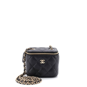 Chanel Classic Vanity Case with Chain Quilted Caviar Mini