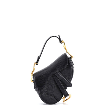 Christian Dior Saddle Handbag Leather Micro