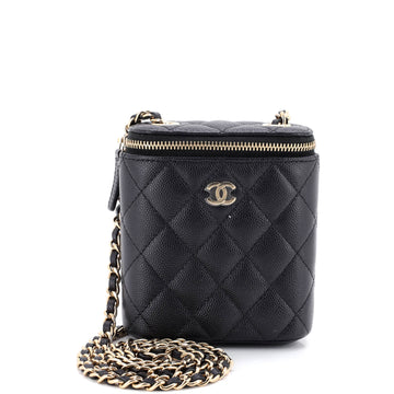 Chanel Vertical Classic Vanity Case with Chain Quilted Caviar Mini