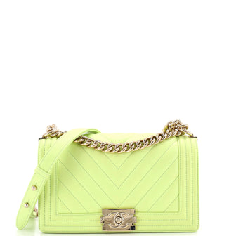 Chanel Boy Flap Bag Chevron Calfskin Old Medium
