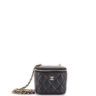 Chanel Classic Vanity Case with Chain Quilted Caviar Mini