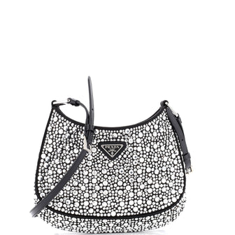 Prada Cleo Shoulder Bag Crystal Embellished Satin Small