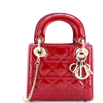 Christian Dior Lady Dior Chain Bag Cannage Quilt Patent Mini