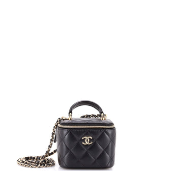 Chanel Classic Top Handle Vanity Case with Chain Quilted Lambskin Mini