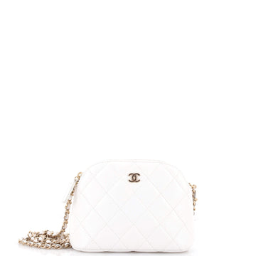 Chanel CC Dome Zip Clutch with Chain Quilted Caviar Mini