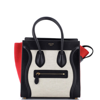 Celine Tricolor Luggage Bag Canvas and Leather Micro