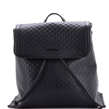 Gucci Drawstring Flap Backpack Microguccissima Leather Medium