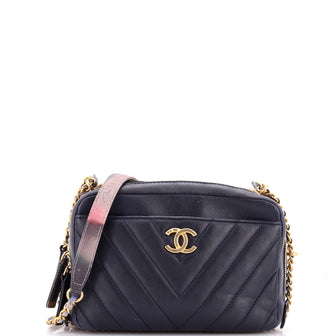 Chanel CC Front Pocket Chain Camera Bag Chevron Calfskin Small