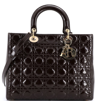 Christian Dior Vintage Lady Dior Bag Cannage Quilt Patent Large
