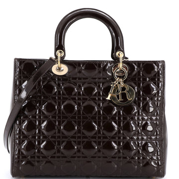 Christian Dior Vintage Lady Dior Bag Cannage Quilt Patent Large