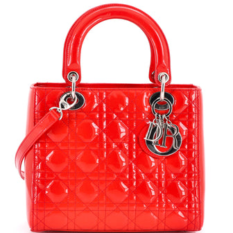 Christian Dior Lady Dior NM Bag Cannage Quilt Patent Medium