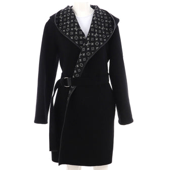 Louis Vuitton Women's Reversible Hooded Belted Wrap Coat Monogram Wool Blend