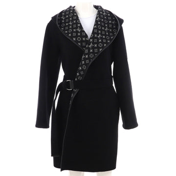 Louis Vuitton Women's Reversible Hooded Belted Wrap Coat Monogram Wool Blend