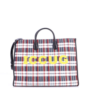 Gucci ICCUG Tote Embroidered Faux Raffia Large