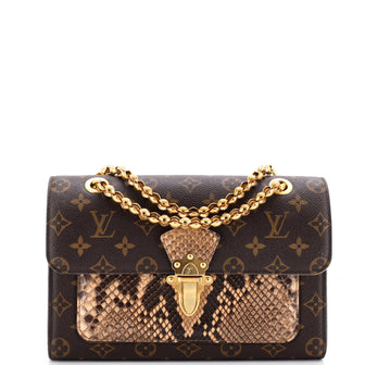 Louis Vuitton Victoire Handbag Monogram Canvas and Python