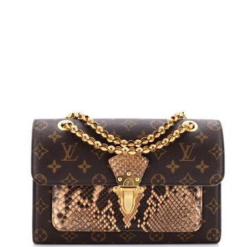Louis Vuitton Victoire Handbag Monogram Canvas and Python