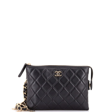 Chanel Coco Charms Wristlet Pouch Quilted Lambskin